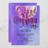 ハロウィーンゴシックのスクリプトとバラクラウド結婚ナイン 招待状 (正面/裏面)