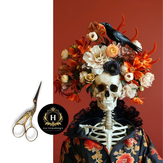 ハロウィーンゴシックのスケルトンスカルデコページ 薄葉紙