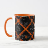 ハロウィーンゴシックオレンジタータンチェックパター市松模様にン マグカップ (左)