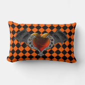 ハロウィーンゴシックオレンジハート&こうもりウイングピロー ランバークッション (正面)