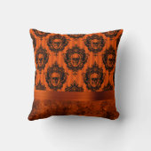 ハロウィーンゴシックシック |オレンジとブラックのスカル クッション (裏面)