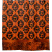 ハロウィーンゴシックシック |オレンジとブラックのスカル シャワーカーテン (正面)