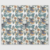 ハロウィーンゴシックスカルひまわり ラッピングペーパー (フラット)