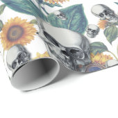 ハロウィーンゴシックスカルひまわり ラッピングペーパー (ロールコーナー)