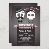 ハロウィーンゴシックスカルカスタムブライダルシャワー 招待状 (正面/裏面)