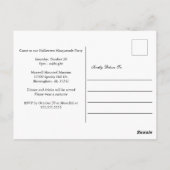 ハロウィーンゴシックスカルブラックレッドパーティの招待状 ポストカード (裏面)