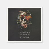 ハロウィーンゴシックスカル結婚フローラ スタンダードカクテルナプキン (正面)