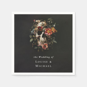 ハロウィーンゴシックスカル結婚フローラ スタンダードカクテルナプキン