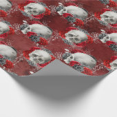 ハロウィーンゴシックスカル赤黒花 ラッピングペーパー (角)