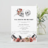 ハロウィーンゴシックピンクフローラスカルブライダルシャワー 招待状 (スタンド正面)