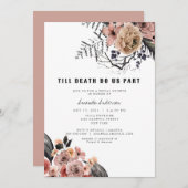 ハロウィーンゴシックピンクフローラブライダルシャワー 招待状 (正面/裏面)