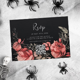 ハロウィーンゴシックフローラQRコード結婚ズ 出欠カード