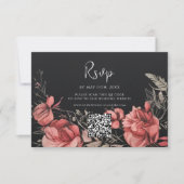 ハロウィーンゴシックフローラQRコード結婚ズ 出欠カード (正面)