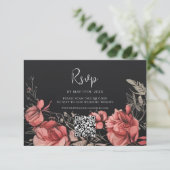 ハロウィーンゴシックフローラQRコード結婚ズ 出欠カード (スタンド正面)