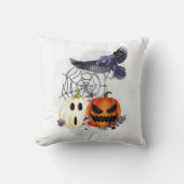ハロウィーンゴシックレイヴンカローカンプキンズ クッション (正面)