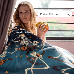 ハロウィーンゴシックヴィンテージモダンスケルトンダンス フリースブランケット