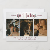 ハロウィーンゴシック文字赤いバラ3写真結婚の 招待状 (正面)