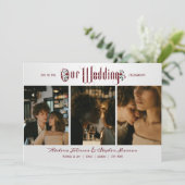 ハロウィーンゴシック文字赤いバラ3写真結婚の 招待状 (スタンド正面)