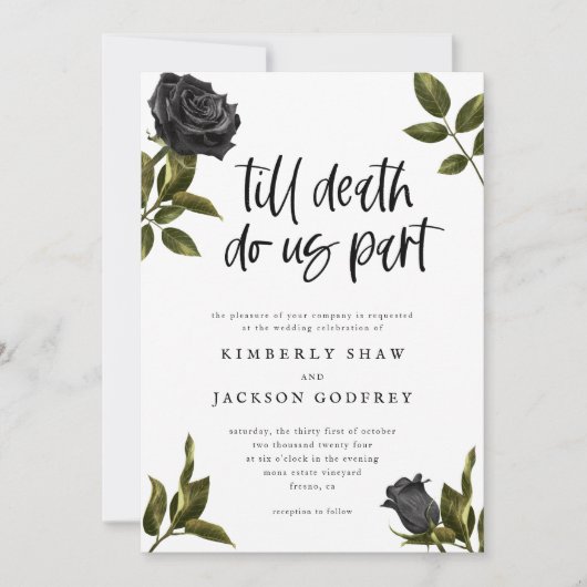 ハロウィーンゴシック白結婚式招待状 招待状 (正面)