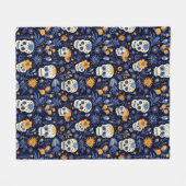 ハロウィーンゴシック糖スカルモダンヴィンテージ フリースブランケット (正面(横))