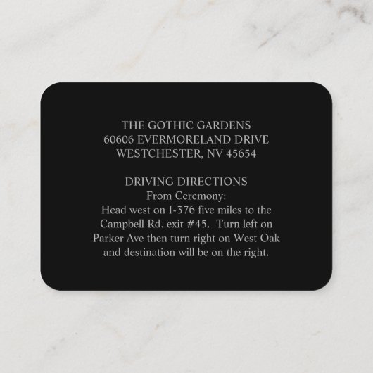 ハロウィーンゴシック赤ブラック3.5 x 2.5披露宴Enc エンクロージャーカード (裏面)