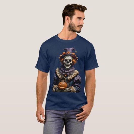 ハロウィーンゴシック骨格ピエロとJack-O Tシャツ (正面フル)