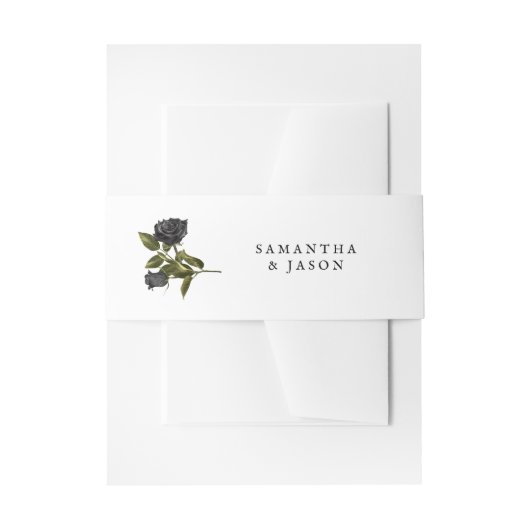 ハロウィーンゴシック黒バラ結婚ズホワイト 招待状ベリーバンド (正面例)