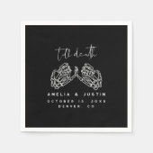 ハロウィーンゴシッ結婚クのスケルトンハート手 スタンダードカクテルナプキン (正面)