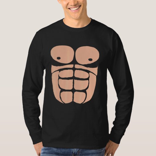 ハロウィーンゴリラ胸のコスチュームSixpackサル Tシャツ (正面)