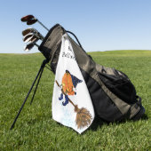 ハロウィーンゴルフタオルウィッチカボチャ飛んでいるブロム ゴルフタオル (グリーン)