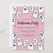ハロウィーンゴーストパーティーピンク 招待状 (正面)