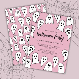 ハロウィーンゴーストパーティーピンク 招待状