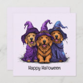 ハロウィーンゴールデンレトリエバーウィッチドッグ 招待状 (正面/裏面)