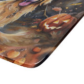 ハロウィーンゴールデンレトリバーとカボチャ怖い カッティングボード (角)