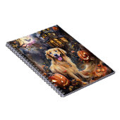 ハロウィーンゴールデンレトリバーとカボチャ怖い ノートブック (右側)