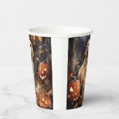 ハロウィーンゴールデンレトリバーとカボチャ怖い 紙コップ (右)