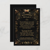 ハロウィーンゴールデン結婚スケルトン詳細カード 出欠カード (正面/裏面)