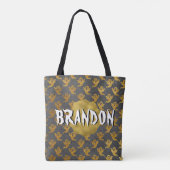 ハロウィーンゴールドフォイル幽霊ネームキャンディバッグ トートバッグ (裏面)