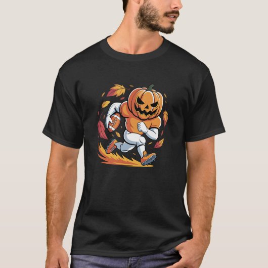 ハロウィーンサッカーパンプキン | 走 Tシャツ (正面)