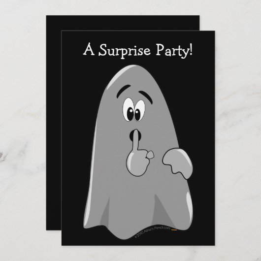 ハロウィーンサプライズパーティの招待状漫画幽霊 招待状 (正面/裏面)