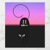 ハロウィーンサンセットブラックキャットモノグラム ワインラベル (シングルラベル)