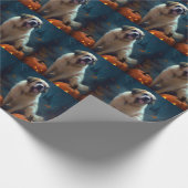 ハロウィーンサンバーナードとカボチャ怖い ラッピングペーパー (角)