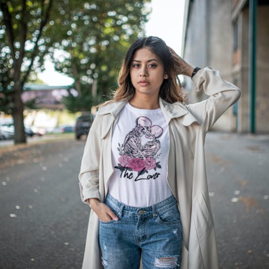 ハロウィーンザラバースケルトカップルフローラ Tシャツ