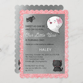 ハロウィーンザリトルブー幽霊ガール1st誕生日 招待状