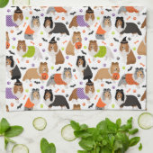 ハロウィーンシェットランドシェプドッグシェットランド・ シープドッグ キッチンタオル (折り畳み)