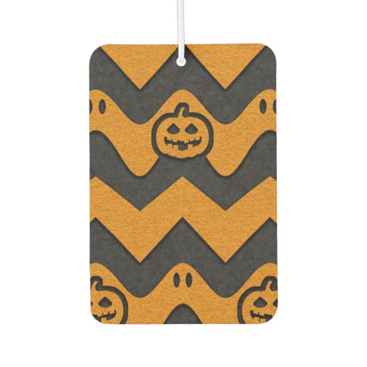 ハロウィーンシェブロンパターン(幽霊とカボチャ) カーエアーフレッシュナー (正面)