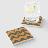 ハロウィーンシェブロンパターン(幽霊とカボチャ) ストーンコースター (横)