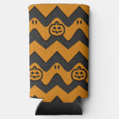 ハロウィーンシェブロンパターン(幽霊とカボチャ) スリム缶クーラー (裏面)