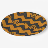 ハロウィーンシェブロンパターン(幽霊とカボチャ) ペーパープレート (アングル)