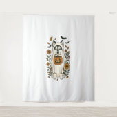 ハロウィーンシベリアのハスキーの花 タペストリー (正面)